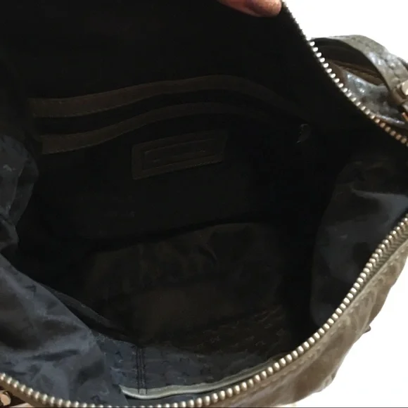 L.A.M.B Taupe Leather Saddle Hobo Purse Hand Bag - Picture 11 of 14